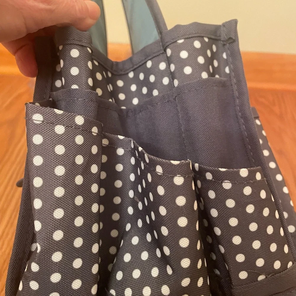 Gray Polka Dot & Floral Organizer Caddy and shower shelf bundled